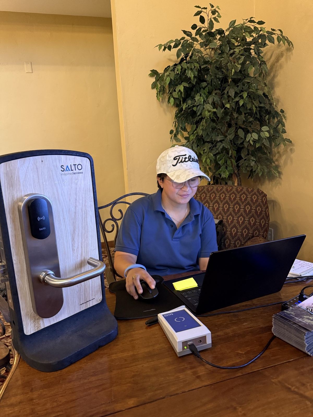 Axiom staff programming SALTO keys for the Telemark Lodge migration